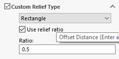 Image showing custom relief type selected in the SOLIDWORKS master model.