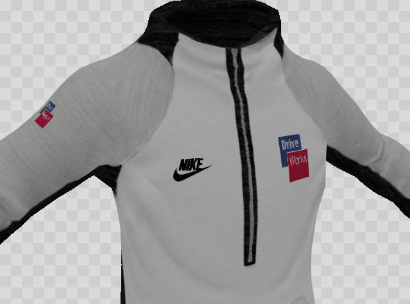 Sports shirt with decal applied to the front