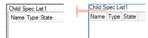 Image showing gap between caption and list on the Child Specification list control.